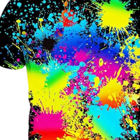 T-shirt personnalisé par sublimation, impression intégrale, peinture multicolore, graphique éclaboussures, tee-shirt unisexe en polyester, OEM ODM, haute qualité, mode