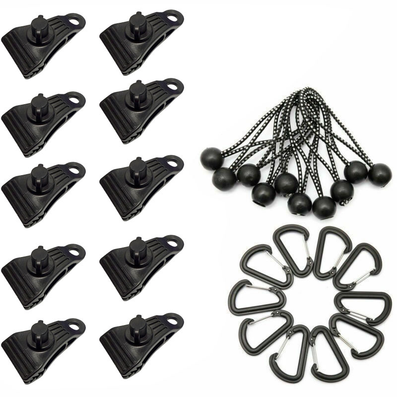 10 clips noirs + 10 boucles + 10 cordes