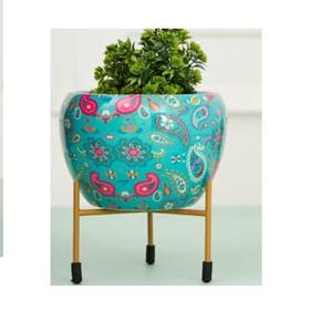 Maceta de Metal de Diseño Artesanal con Acabado Esmaltado para Decoración de Celebraciones y Eventos - Product Image 3