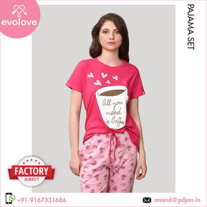 Fournisseur mondial vendant 100% pyjama de nuit à manches mi-longues pour femmes en coton pour la saison estivale à bas prix - Product Image 4