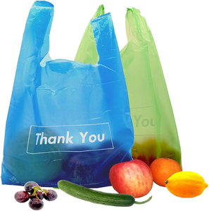 Proveedor de Vietnam personalizado ecológico reciclable HDPE/LDPE huecograbado impreso camiseta bolsas de compras supermercado chaleco portador verde - Product Image 1