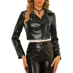 Chaquetas de motorista de bajo precio al por mayor de piel de cordero auténtica para mujer, chaqueta de cuero a la moda para mujer, chaqueta de cuero de invierno - Product Image 1