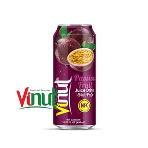 Bebida de jugo de fruta de la pasión con pulpa 490ml VINUT Vietnam 24 latas de cartón puede diseñar su etiqueta privada fabricante directo - Product Image 1
