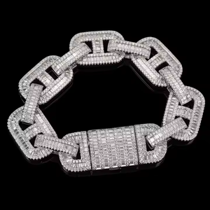 4.5MM MOISSANITE HIP HOP BRACELET <b>for</b> <b>MEN</b> ICED Out STYLE HIGH SHINE GIFT JEWELRY in GOLD <b>for</b> EVERYDAY or SPECIAL OCCASION - Product Image 5