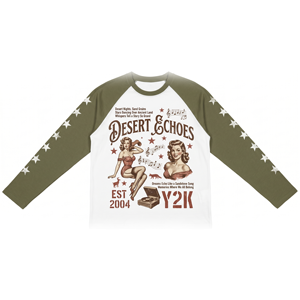 Premium Waffle Knit Long Sleeve T Shirt Black White Raglan Custom DTG Print 100% cotton T-shirt for men loose fit printed - Product Image 6