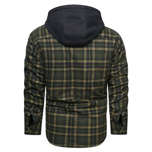 เสื้อแจ็คเก็ตผ้าฟลานเนลลายสก็อตบุผ้าสำหรับผู้ชาย มีฮู้ด อุ่นสบาย ติดกระดุม สำหรับฤดูหนาว สวมใส่สบายๆ หรือทำงาน ขายส่งจากโรงงาน รับผลิตแบบ OEM จำนวนมาก - Product Image 4
