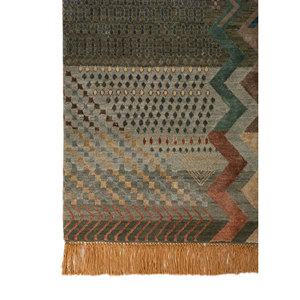 Tapis Manchaha vert noué à la main en laine et soie de bambou, épaisseur 10 mm, motif géométrique abstrait, rectangulaire, pour la maison et le couloir Les-2827 - Product Image 4