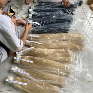 Extensión de cabello humano liso, pelo Natural Rubio virgen, con cutícula, pedido de muestra gratis - Product Image 6