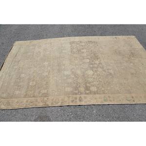 Alfombra turca vintage de 5,2x8,8 pies, respaldo de látex de lana Beige, estilo Tabriz, patrón abstracto, pasillo Rectangular, entrada para entrada - Product Image 4