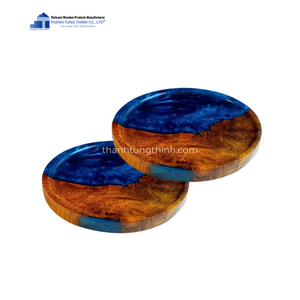 Meilleure vente Dessous de verre en bois de résine époxy Design en bois naturel pour dîner Usine du Vietnam - Product Image 1