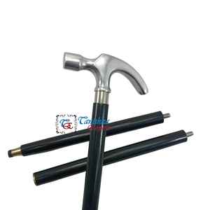 Canne de marche en bois noir réglable avec poignée en aluminium de style marteau, design Art Déco, pliable, cadeau de luxe pour les grands-parents - Product Image 5