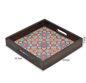 Wholesale Customized Logo Wooden Printing <b>Tray</b> Square Bamboo Serving <b>Tray</b> with <b>Marble</b> and Steel for Home Use - Product Image 3