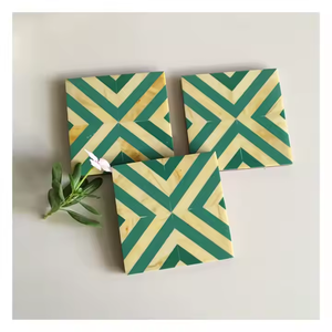 Juego de posavasos de alta demanda de 4 posavasos cuadrados naturales amarillos mostaza Opción de logotipo grabado para decoración de bar y hogar. - Product Image 5