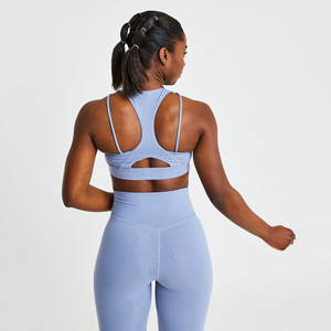 Conjunto de Yoga Otoño Invierno para mujer con cierre de cintura elástica Sujetador deportivo de tela cómoda y mallas Equipo de Yoga sin costuras - Product Image 4