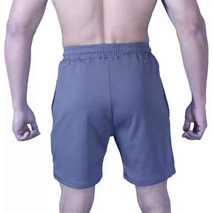 Pantalones cortos deportivos de patrón sólido ecológicos para hombre, cierre de cintura elástica para correr al aire libre, teñido liso, venta al por mayor - Product Image 3