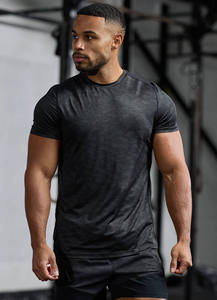 T-shirt pour homme à coupe ajustée, logo personnalisé OEM, taille plus, respirant, impression par sublimation intégrale, manches courtes, anti-froissement, tee-shirt de jogging pour le fitness - Product Image 4