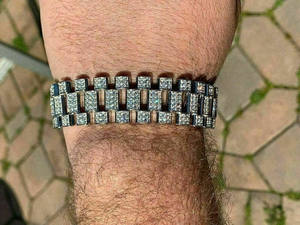 Pulsera de eslabones presidenciales grandes de plata de ley 925, piedras CZ heladas, joyería de moda para hombres con piedra principal de diamante elegante - Product Image 3