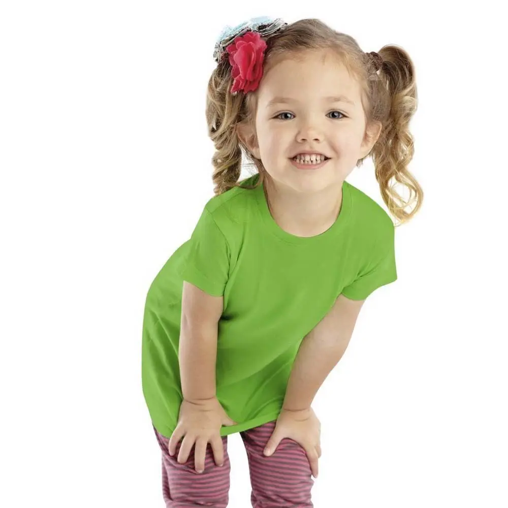 Kaus lengan pendek anak perempuan, T-Shirt lengan pendek motif kustom untuk anak perempuan