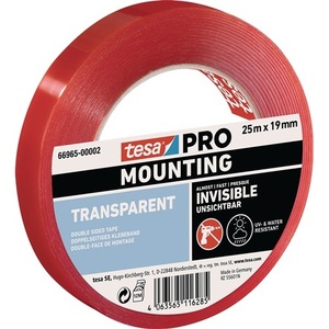 Transparent for TESA PRO 66965 Mounting Tape <b>25m</b> Length 19mm Width Office Adhesive Tape - Product Image 1