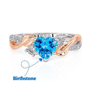 แหวนแฟชั่นรูปหัวใจใบไม้สองสีประดับพลอยประจำเดือนเกิด Jeulia Amore - Product Image 4
