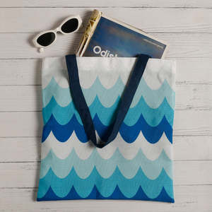 Ocean Waves Cotton Canvas Tote <b>Bag</b> Large Capacity Top Selling <b>Bag</b> For Swimming Item Store Carry <b>Bag</b> Shopping <b>Packaging</b> <b>Bags</b> - Product Image 2