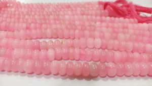Muñeca Natural Rosa Calcedonia Rondelle Plain Smooth 8mm Cuentas de piedras preciosas vendidas por hebra 8 pulgadas de largo Cuentas de gran calidad - Product Image 4