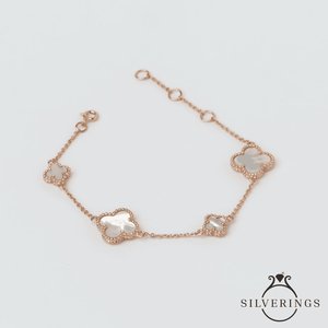 ซิลเวอร์ริงส์ 925 สร้อยข้อมือเงินแท้ประดับมุก ดีไซน์เก๋สำหรับผู้หญิง - Product Image 5