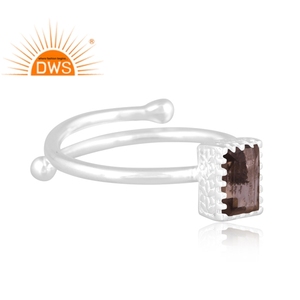 Anillo apilable de piedras preciosas de cuarzo ahumado Natural de plata de ley fina más vendido Fabricante de joyería personalizada - Product Image 3
