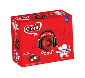 Qualidade Premium Venda Quente Marca Omeli donut-300g-baunilha sabor creme fresco em Caixa De Papel/Chocopie Bolo De Chocolate