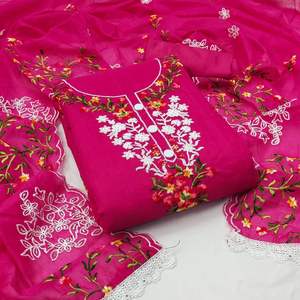 Nuevo indio HEAVY MODAL SECUENCIA CUELLO BORDADO Trabajo multicolor Vestido Material para mujeres Último diseño - Product Image 4