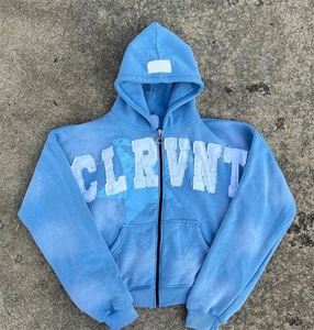 Ventes en gros de marques de mode, patchwork personnalisé avec lettres, sweat-shirts pour hommes en coton 100% avec fermeture éclair, automne - Product Image 1