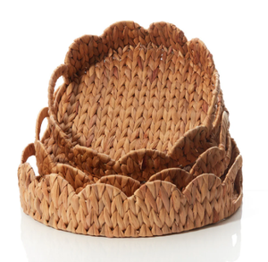 Plateau en jacinthe d'eau fait à la main avec bord festonné Nouvelle tendance Plateau de service décoratif durable et écologique du Vietnam - Product Image 3