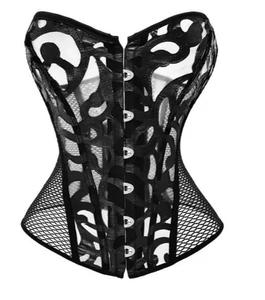 Corsé de Lona Transpirable con Encaje Gótico, Estilo Bustier, con Varillas de Acero, Cierre de Broche y Cadenas Decorativas, OEM ODM - Product Image 5