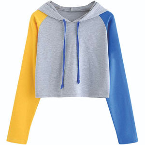 High Quality <b>Women's</b> Crop Top Hoodie <b>Fleece</b> Soft Breathable Casual Winter Wear New Fashionable Solid Front Pockets Plain Dyed - Product Image 2