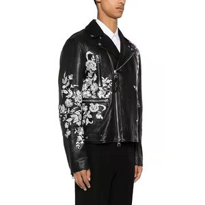 Nueva Colección 2025 Chaquetas de Motocicleta de Invierno Unisex de la Mejor Calidad, Personalizadas, con Estampado Floral, de Cuero Genuino, Resistentes al Viento, con Cuello y Cremallera - Product Image 3