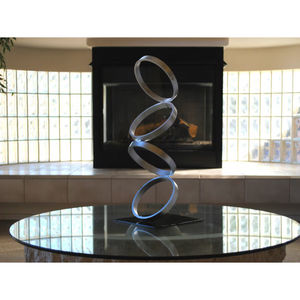 Decoración moderna de mesa para oficina, escultura hecha a mano en forma de anillo de Metal fundido de aluminio, artesanía de Metal, Color plateado personalizable - Product Image 1