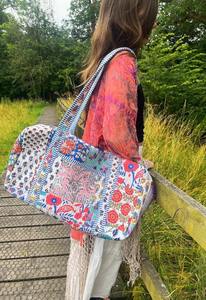 Sac de voyage décontracté en patchwork fait main, durable, grande capacité, écologique, de luxe, pour le sport, les voyages et le week-end, avec fermeture à glissière - Product Image 4