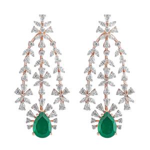 Ensemble de collier en émeraude naturelle et diamant en or blanc, jaune et rose 18 carats, pierres précieuses certifiées IGI, bijoux de luxe pour femmes - Product Image 3