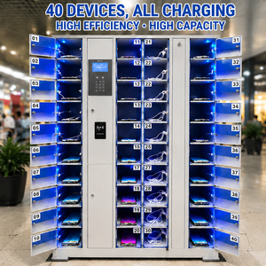 Casier de recharge pour téléphones portables à 12 emplacements, montage au sol, indicateur LED intelligent, recharge rapide, armoire de rangement universelle pour téléphones mobiles, métal - Product Image 1