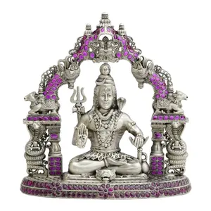 Hot Koop Antiek Ontwerp Traditionele Handgemaakte Dagelijkse Pooja Voor Thuis Tempel 925 Sterling Zilver Lord Shiva Zilveren Idol Beeldje