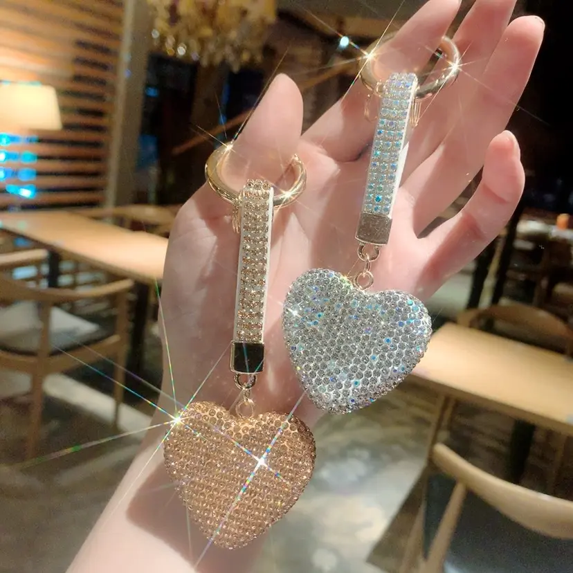 NEW Hot Sale Crystal Wallet Keychain Car Key Chains Full Rhinestone Heart Keychains Accessaries For Women Jewelry