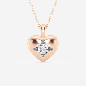 Colgante de Moda con Diamante Cultivado en Laboratorio de 1/2 CTW, Forma de Corazón, Oro de 14K, Lindo Collar con Diamante en Forma de Corazón, Joyería de Regalo - Product Image 2