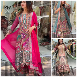 Collection de costumes traditionnels de créateur Salwar, tissus lourds en fausse Georgette avec impression numérique à la main pour femmes, nouvel arrivage - Product Image 5