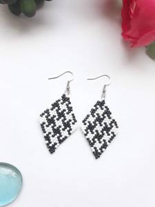 Boho <b>bead</b> earrings with turquoise design andy cascading <b>fringe</b>, unique jewelry gift - Product Image 3