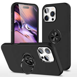 Funda para iPhone 16 Pro 6.3 con Diseño Pintado al Óleo y Anillo Magnético Plano, Color Negro - Product Image 1