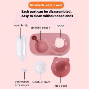 Set pemberi makan botol air dan mangkuk makanan kucing anjing peliharaan tinggi ganda dengan botol Dispenser air gravitasi otomatis - Product Image 5