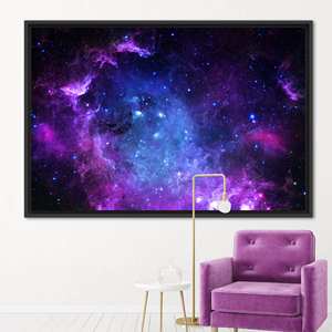 Impresionante lienzo con estampado de cielo estrellado - Decoración artística moderna con motivos de galaxias, 1P: Marco negro - Product Image 1