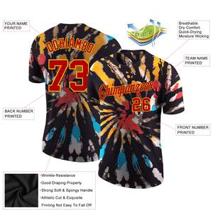 Camiseta de manga corta Unisex con tinte de corbata y logotipo personalizado hecho en fábrica, Camiseta estampada de verano de media manga con cuello redondo de algodón polivinílico de secado rápido - Product Image 3