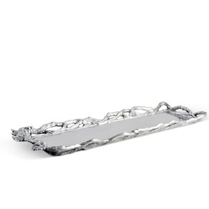 Wholesales Aluminium Silver Embossed Handle Design Serving Tray for Home Hotel & Restaurants Wedding Usage - Product Image 1