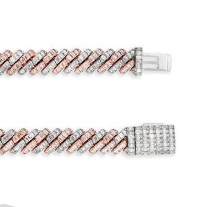 Cadena de eslabones cubanos de moissanita personalizada de lujo en plata de ley 925, varios tonos, chapado en oro, forma de Esmeralda, diamante para Unisex - Product Image 3